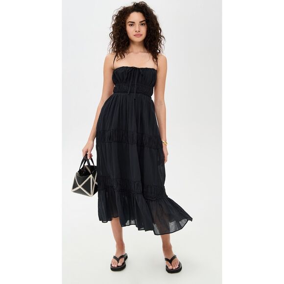 Free People Women's Black Halter Tiered Taking Sides Maxi Dress Size Small NWOT - Picture 1 of 11